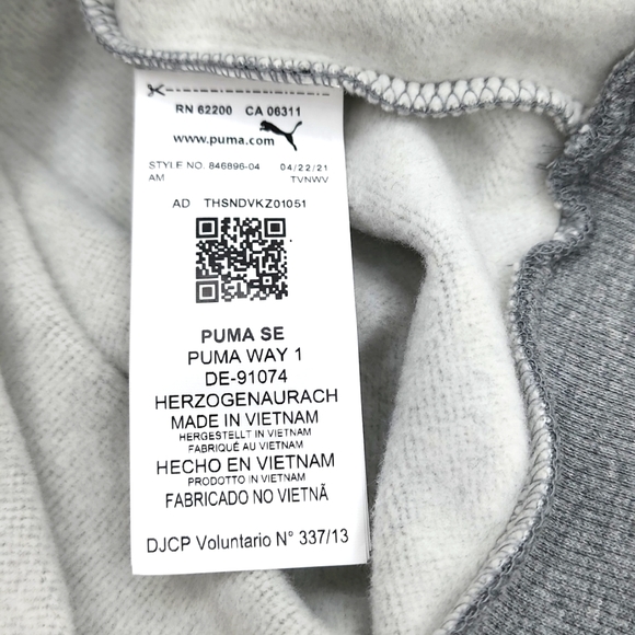 PUMA GREY SWEATSHIRT WITH HOODIE, UNISEX, MEDIUM SIZE - Picture 9 of 11